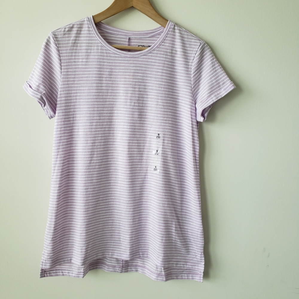 Maison Jules women's lavender striped crew-neck t-shirt S